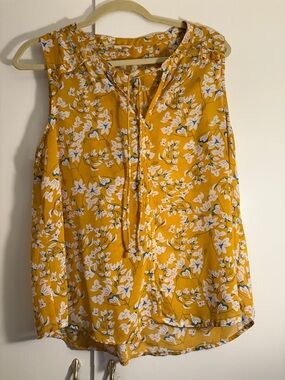 Floral Tie-Front Sleeveless Camisole - Mustard Yellow